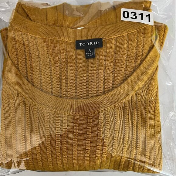 Torrid 3 Womens Marigold Sweater Skater A Line Dress Knee Length Cap Sleeve - Picture 10 of 10